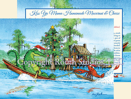 Florida Georgia Mississippi Louisiana Texas Crawfish Alligator Watersking Christmas Card